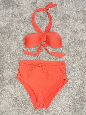 ANTONIO MELANI 2 Piece Swimsuit Halter Bikini - High Waisted - L / XL - Red